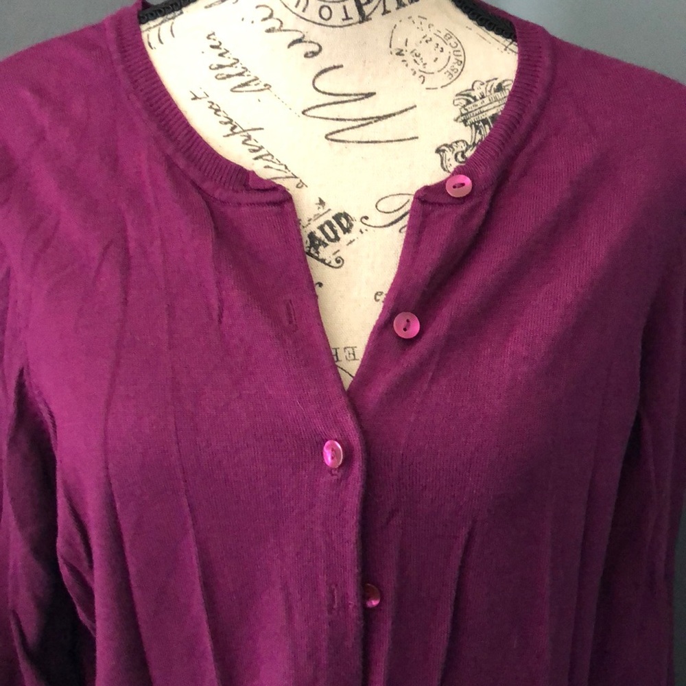 Gorgeous Dark Plum Colored Button Up Cardigan 1x - image 2